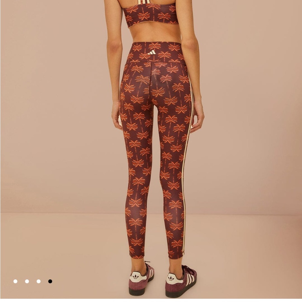 Adidas & farm Rio Brown Leggings with Monogram Pattern